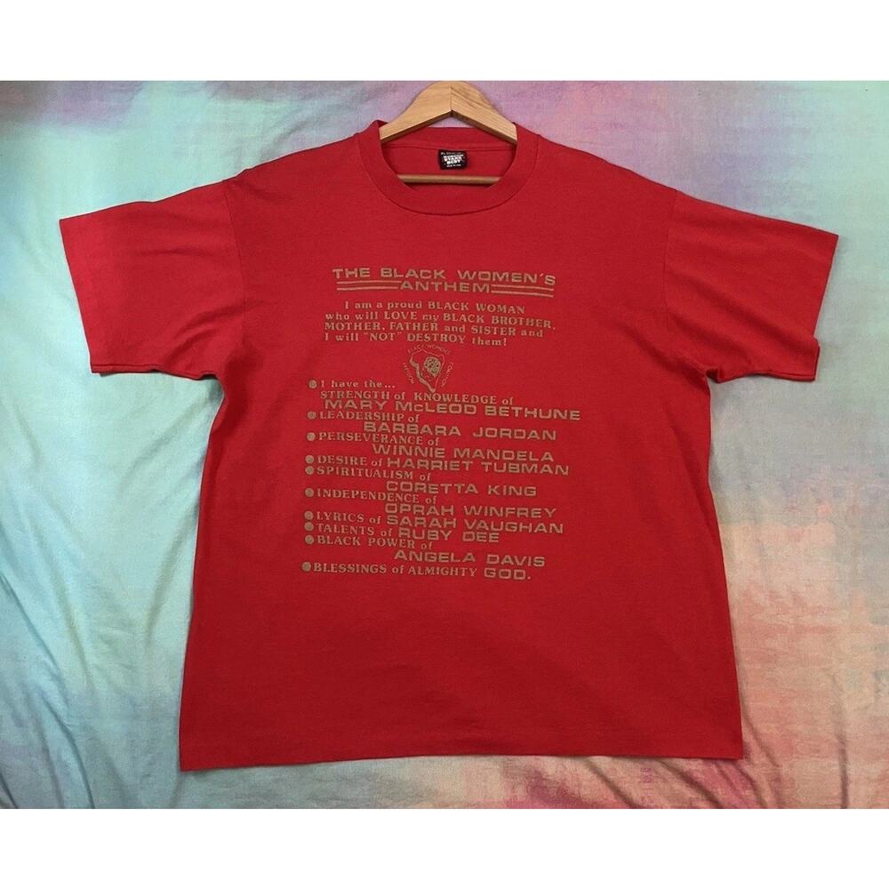 Vintage 90s Single Stitch Black Women Pride Civil Rights Feminist T Shirt Sz XL